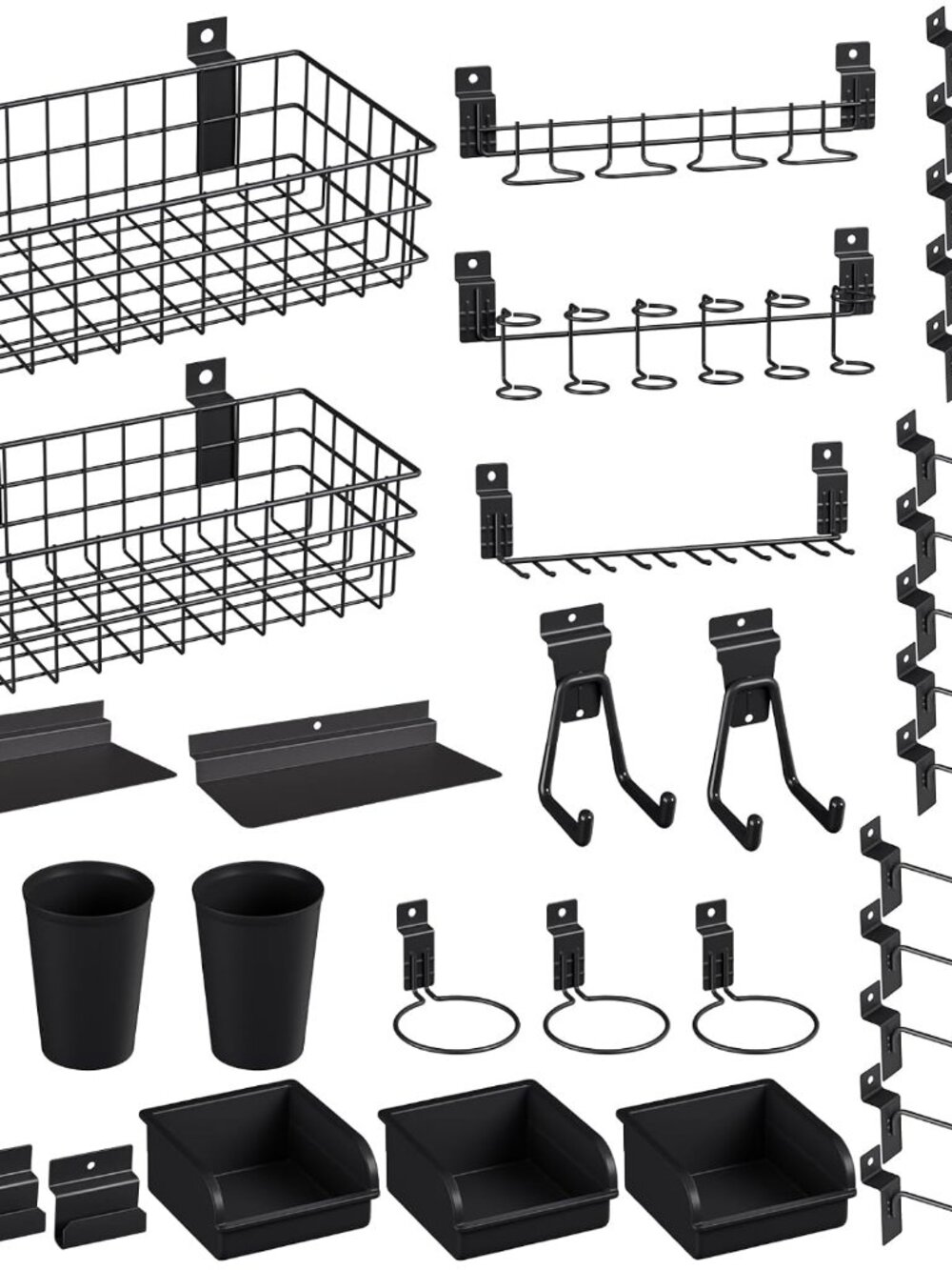 30PCS Slatwall Accessories Set with Hooks, Baskets, Bins & Cups